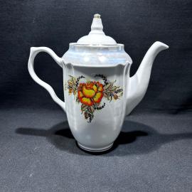 Чайник кофейник "Маки", Барановский ФЗ, фарфор, деколь, перламутр, винтаж, СССР