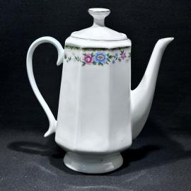 Чайник кофейник "Цветы",  фарфор, деколь, винтажный Китай