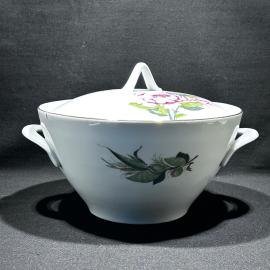 Супница "Бутон" Дулево фз, фарфор, деколь, позолота, винтаж, СССР