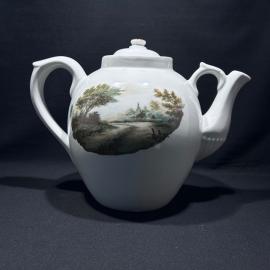 Чайник трактирный "Пейзаж", Дулевский ФЗ, фарфор, деколь, люстр, винтаж, 1994 год