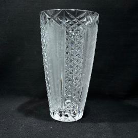 Ваза для цветов 22 см "Наташа", хрусталь, ручная огранка, Неман СЗ, Белорусская ССР, винтаж
