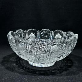 Ваза салатник "Снежинки ". 19 см диаметр, хрусталь, винтаж, СССР