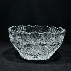 Ваза салатник 15 на 18 см "Растительный орнамент", хрусталь, винтаж,СССР