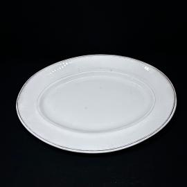 Блюдо овальное "Золотая лента", ЗиК Конаково, фаянс, 38 на 26 см, 1950-ее гг, винтаж, СССР