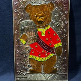 Чеканка "Олимпийский мишка *, в родной упаковке, г. Орел, з-д Промприбор, винтаж, СССР