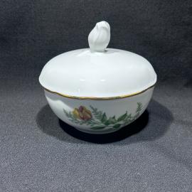 Сахарница "Желтая роза", KAHLA, ГДР, фарфор, деколь, позолота, винтаж