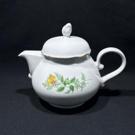 Чайник  "Желтая роза", KAHLA, ГДР, фарфор, деколь, позолота, винтаж