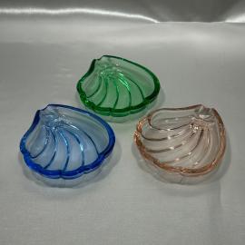 Набор пепельниц 3 штуки "Ракушки", цветное стекло, винтаж, СССР