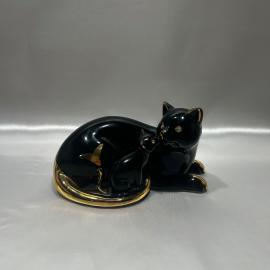 Статуэтка "Кошка с котенком", фарфор, позолота, винтажный Китай