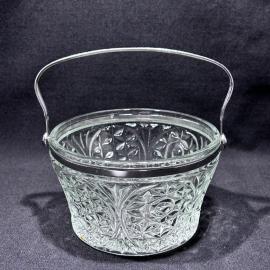 ваза конфетница сахарница "Ведерко низкое", стекло, металл, винтаж, СССР