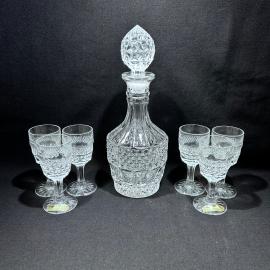 Набор для напитков "Люкс", графин и 6 бокалов, Богемия, Чехословакия, Хрусталь, винтаж