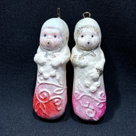 Набор елочных украшений 2 штуки "Малышок", пенопласт, винтаж, СССР