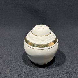 Баночка солонка перечница "Золотая лента", ЗиК Конаково, фаянс, позолота, винтаж, СССР