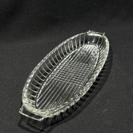 Блюдо овальное селедочница "Кубики", ДХЗ, 1950-1960 е гг, стекло, винтаж, СССР