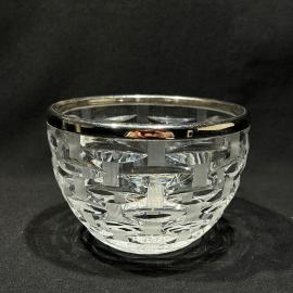 Ваза салатник "Березка", хрусталь, металл, 14 см, винтаж, СССР