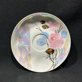 Блюдце 15 см "Весна", Дулевский ФЗ, фарфор, роспись, позолота, винтаж, 1992 год