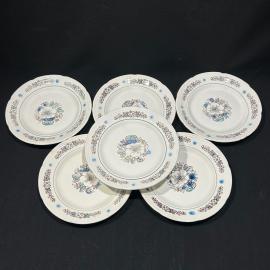 Набор десертных тарелок 6 шт "Яблоневый цвет", ЗиК Конаково, фаянс, роспись, винтаж, СССР