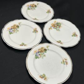 Набор пирожковых тарелок 4 штуки "Виноград", дулевский ФЗ, фарфор, деколь, позолота, винтаж, СССР