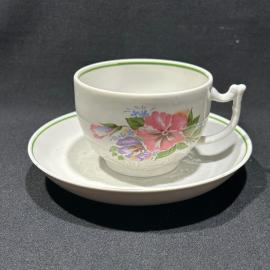 Чайная пара "Анютины глазки", ДФЗ Вербилки, фарфор, деколь, винтаж, СССР