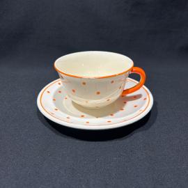 Чайная пара "Горошек", фаянс, роспись, винтаж, Германия