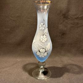 Ваза для 1 цветка "Нежность", стекло, роспись, Богемия, винтаж