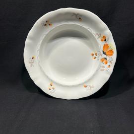 Суповая тарелка "Маки", зиК Конаково, фаянс, роспись, винтаж, СССР 1956 г