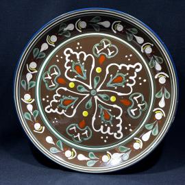 Блюдо круглое глубокое 35см Узоры винтаж керамика Узбекистан