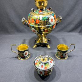 Самовар сахарница 2подстаканник Хохлома новые рабочие СССР