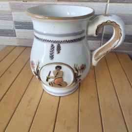 Кружка винтажная с рельефным декором, керамика, СССР, 1970-1990 гг.. Картинка 7