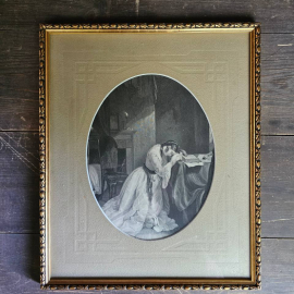 Литография. Кларисса Харлоу. Офорт. США, Нью-Йорк, 1880 (доска 1850) год