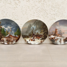 Декоративные коллекционные тарелки (3 шт.) из сборника "Романтические Зимние Впечатления" художника 