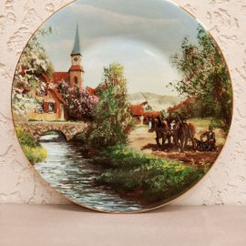 Тарелка декоративная коллекционная "Весна" художника F. Noah, Rural Seasons, Англия, фарфор.