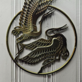 Настенное панно барельеф Аисты Лебеди Журавли танец СССР металл.