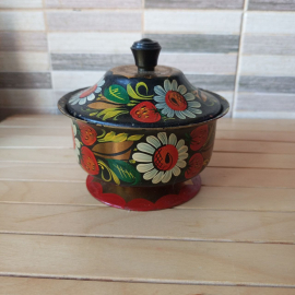 Вазочка декоративная (металл), ручная роспись.