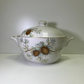 Винтажный низкотемпературный фарфор - СУПНИЦА "ШИШКИ" / Богдановичский ФЗ, СССР