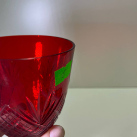 Бокал красное двухслойное стекло с алмазной гранью