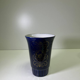 Стакан винтажный с флоральным декором, фарфор, золочение, крытье кобальтом, Бронницкий завод фарфоро