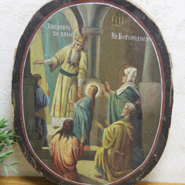 Старинная икона "Введение во храм Пресвятой Богородицы"