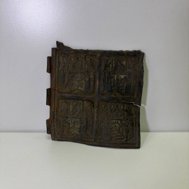 Медная литая икона створка складная