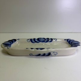 Фарфоровая подставка из набора для специй (из столового набора) Гжель. Ручная работа. Длинна 21.5см.