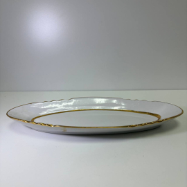 Блюдо сервировочное селёдочница с каймой, фарфор, золочение, Дулевский фарфоровый завод Дулево, СССР