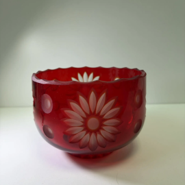 Конфетница рубиновая , СССР, 1960-1990, алмазная грань
